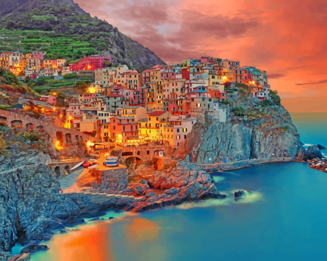 Cinque Terre At Sunset Paint By Numbers