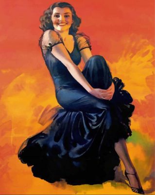 Classic Woman In Black Dress paint by numbers