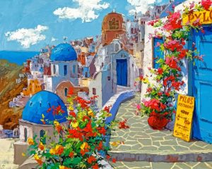 Santorini In Spring paint by numbers