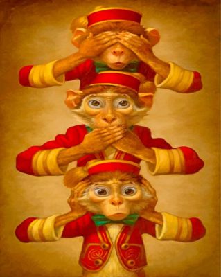 Three Wise Monkeys paint by numbers