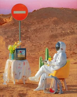 Astronaut Watching Tv Paint by numbers