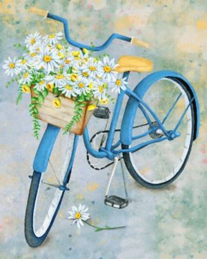 Blue Bicycle With Flowers Paint By Numbers
