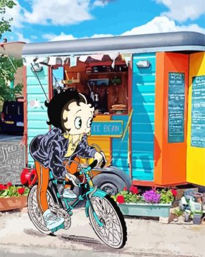 Betty Boop Riding A Bike Paint By Numbers