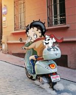 Betty Boop Riding A Motorcycle Paint By Numbers
