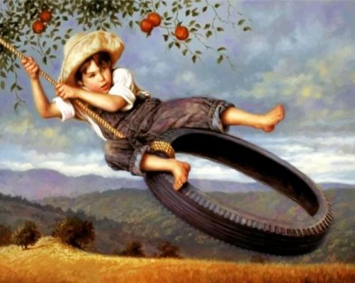 Boy Swinging Paint By Numbers