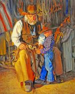 Cowboy And His Grandfather Paint By Numbers