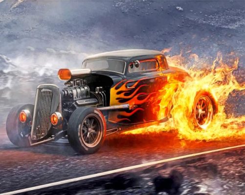 Fire Hot Rod Paint By Numbers