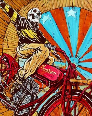 Skull On Motorcycle Paint by Numbers