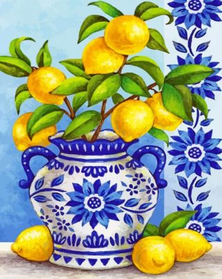Citrus Tree Vase Paint by numbers