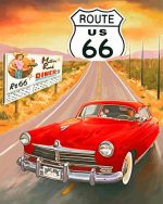 red-car-Route-66-paint-by-number