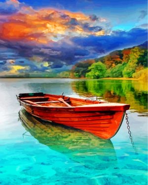 Boat On Lake Paint by numbers