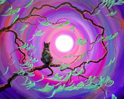 Cat On Tree Branches Paint by numbers