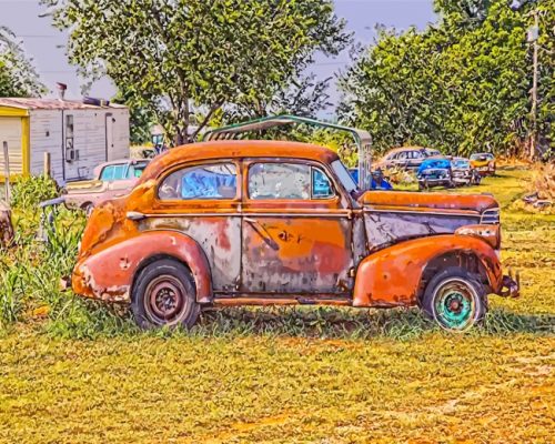 Classic Red Car Vehicle Paint by numbers