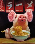 Pig Eating Noodles Paint by numbers