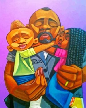Aesthetic Black Dad And His Kids Paint By Numbers