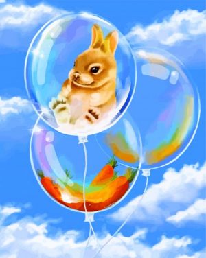 Bunny In Bubble Balloons Paint By Numbers