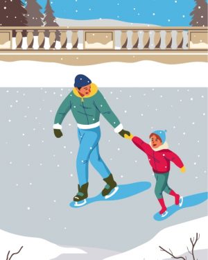 Father And Son Skating Paint by numbers