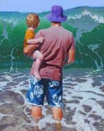 Father And Son On The Beach Paint by numbers