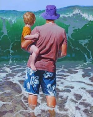 Father And Son On The Beach Paint by numbers