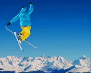 Snow Skiing Jump Paint by numbers