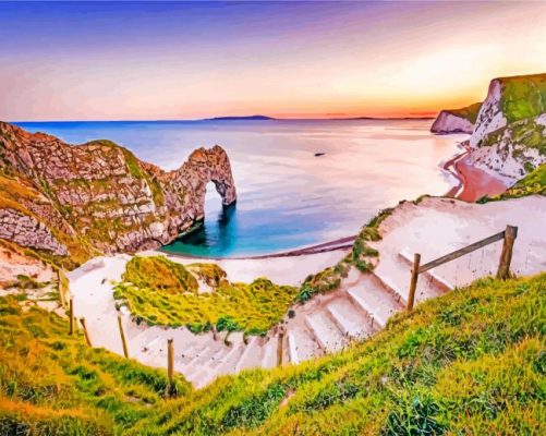 Arch Durdle Door Dorset paint by number