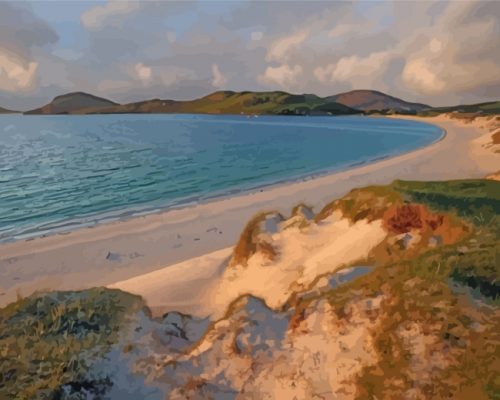 Beach Isle Of Barra Scotland paint by number
