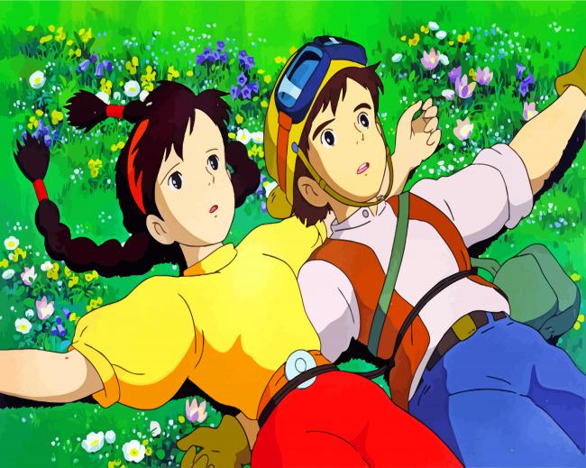 Castle in the sky pazu and sheeta paint by numbers