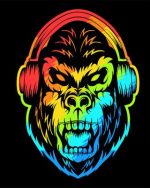 Colorful Angry Gorilla Headphones paint by numbers