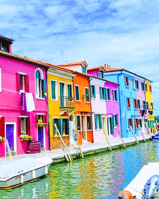 Colorful Buildings paint by numbers