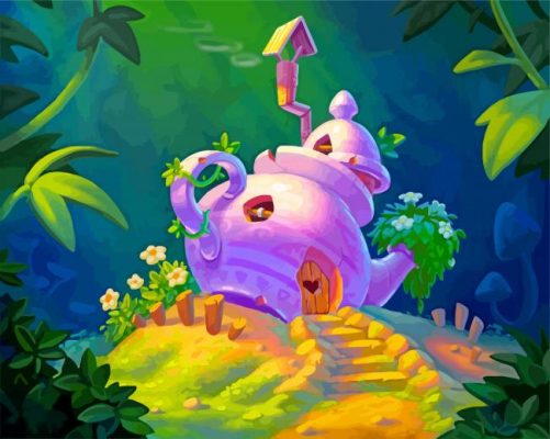 Fantasy Teapot House Paint By Number