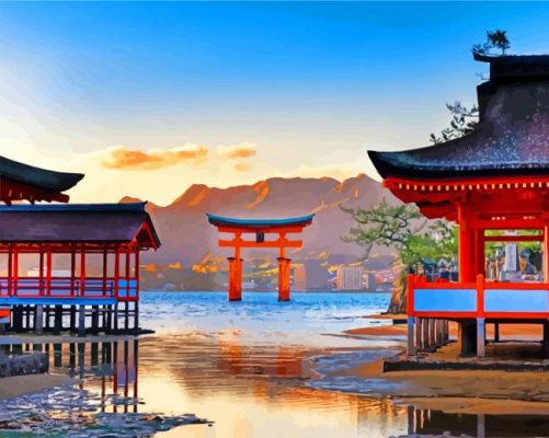 Itsukushima Shrine Japan paint by number