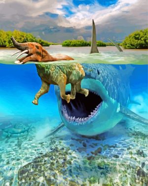 Megalodon Eating An Elephant paint by numbers