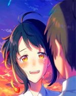 Mitsuha Miyamizu crying paint by numbers