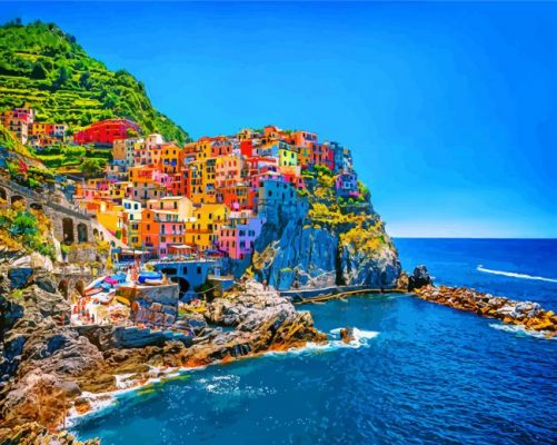 Riomaggiore Beach manarola paint by numbers