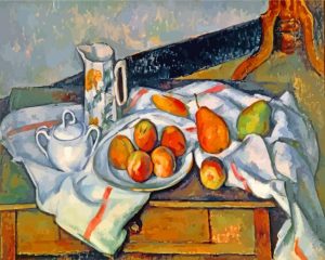 Still Life With Sugar Bowl Jug And Plate Of Fruit paint by number