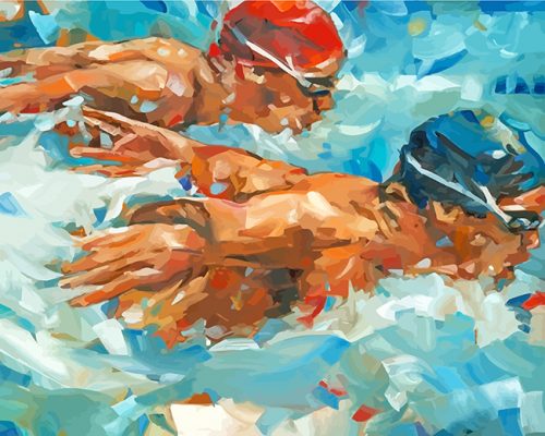 abstract swimmers paint by number