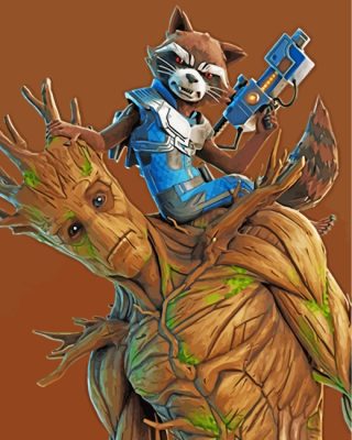 Fortnite Groot And Rocket Paint by numbers