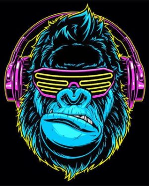 Gorilla Headphones Illustration paint by numbers