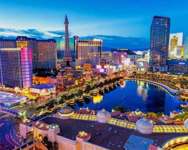 Las Vegas Through Sky Usa At Night Paint By Numbers