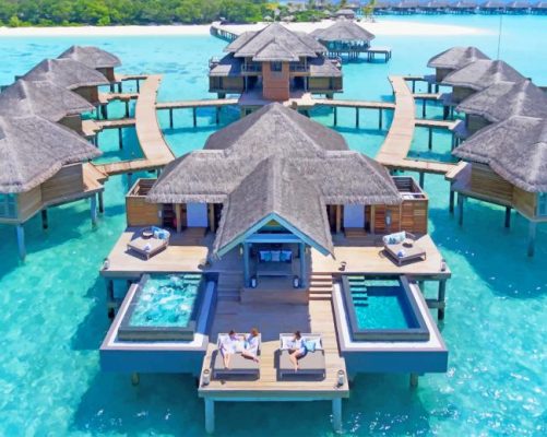 Maldives Huts On Water paint by numbers