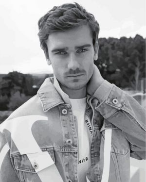 monochrome antoine griezmann paint by number