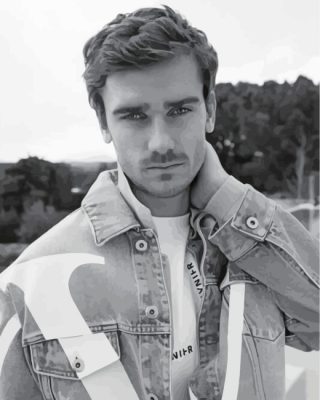 monochrome antoine griezmann paint by number