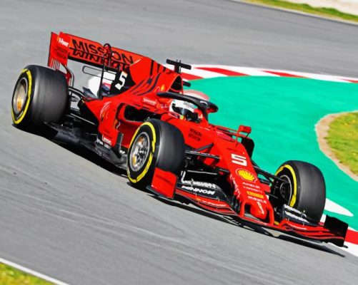 Red Formula One paint by number