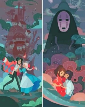 Spirited Away x Howl's Moving Castle paint by numbers