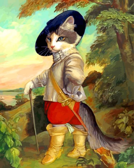 vintage Puss in Boots paint by numbers