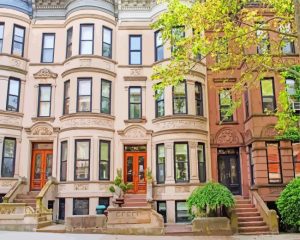 Brownstone buildings paint by numbers