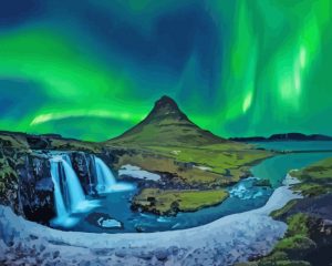 Iceland Kirkjufell Aurora Paint by numbers