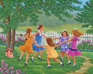 Little Sisters Playing Paint by numbers