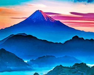 Mount Fuji by night paint by number