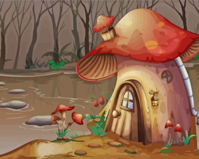 Mushroom Forest House Paint by numbers
